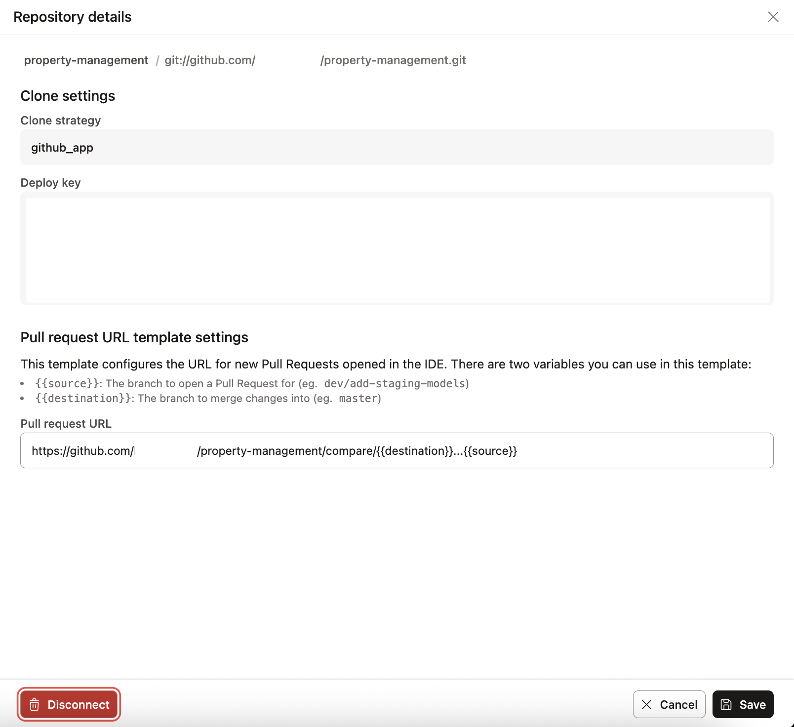 Disconnect and reconnect your git repository in your dbt Account settings pages. Disconnect and reconnect your git repository in your dbt Account settings pages.